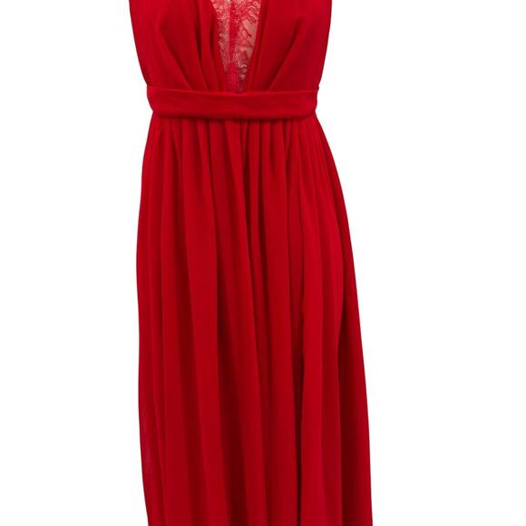 Michael Costello x Revolve Justin Gown Red Maxi‎ Lace Slit Size Large - Picture 6 of 16